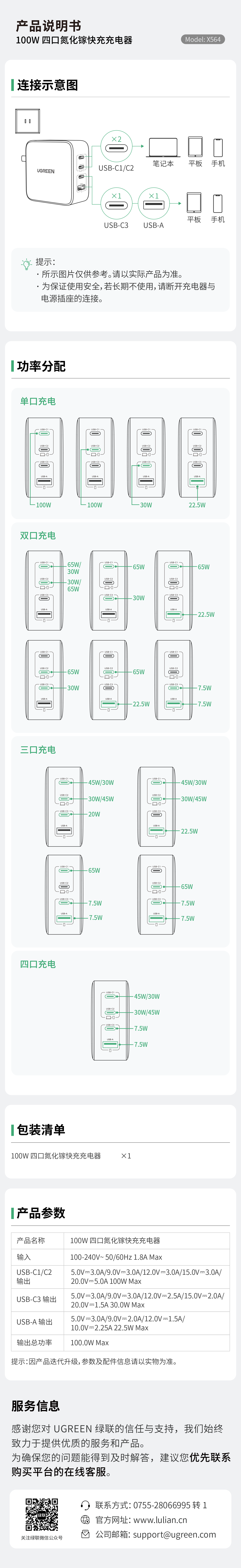 KU游官网 100W 四口氮化镓快充充电器(X564-35874)-电子说明书